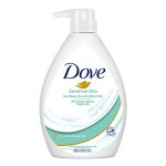 Dove Nourishing Body Wash For Sensitive Skin Pump Bottle With Skin-Friendly Amino Acids & Gentle Cleansers, Mild Body Cleanser Soothes Skin, 24 Hrs Moisture Lock, No Parabens, Preservatives & Synthetic Colours, Dermatologists Recommended, 1L