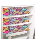 Prettykrafts Waterproof Refrigerator Drawer Mats/Fridge Mats/Multipurpose Mats Set Of 3 (Multi Checks)