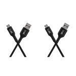 Boat Micro Usb 150 Tangle-Free, Sturdy Micro Usb Cable With 3A Fast Charging & 480Mbps Data Transmission, 10000+ Bends Lifespan & Extended 1.5M Length Black) (Pack Of 2)