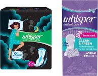 Whisper Nights 44S Plus Panty Liner 20S Sanitary Pad(Pack Of 44)