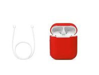 Gadgetswrap Soft Silicone Protective Case Cover With Strap Compatible With Airpods – Red