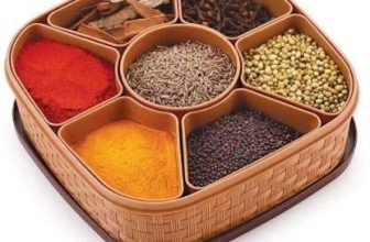 Ddecora Plastic Masala Rangoli Box – 7 Sections – 700 Ml, 1 Piece, Multicoloured