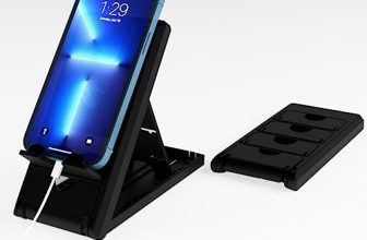 Striff Smartphone Stand, Tabletop, Foldable, Mobile Phone Stand, Tablet Stand, Smartphone Holder, Adjustable Height, Lightweight, Compact, Portrait And Horizontal, Easy To Carry(Black)