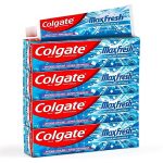 Colgate Maxfresh 600G (150G X 4, Pack Of 4) Breath Freshener Toothpaste, , Peppermint Ice, Blue Gel Paste With Menthol, Cooling Crystals Controls Bad Breath