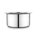 Steelcraft Premium Stainless Steel 14 22G Flat Bottom Tope, Silver Colour|Sturdy And Durable | Capacity- 3000Ml |Induction And Gas Stove Compatible| Set Of 1