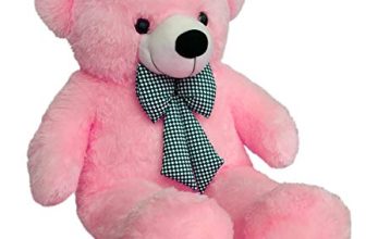 Webby 3 Feet Huggable Teddy Bear With Neck Bow (Pink)