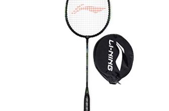 Li-Ning Mega Power 5 Strung Aluminum Badminton Racket With Free Head Cover (Multicolour), Black/Green
