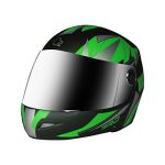 O2 Max Pro Full Face Helmet With Scratch Resistant Visor, Cross Ventilation & Matte Finish Graphics For Men’S Bike Motorcycle Scooty Riding (Green, M)
