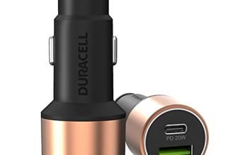 Duracell 38W Fast Car Charger Adapter With Dual Output. Quick Charge, Type C Pd 20W & Qualcomm Certified 3.0 Compatible For Iphone, All Smartphones, Tablets & More (Copper & Black)