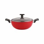 Home Puff Neelam Non-Stick Kadai With Glass Lid, 26 Cm, 3.7 Liters (4 Coated)- Induction Friendly, Red