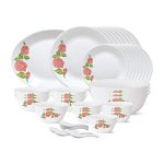 Larah By Borosil Opalware Dinner Set (White) – 44 Pieces