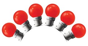 Wipro Safelite N10006 B22 0.5-Watt Led Night Lamp (Pack Of 6, Red)