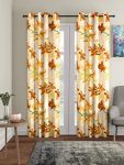 Cortina Latest Floral Printed Polyester Door Curtain For Bedroom, Living Room -Set Of 2-7Ft.