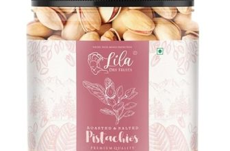 Lila Dry Fruits Premium Roasted & Salted Pistachios | Namkeen Pista Dry Fruit| Tasty & Healthy| High In Protein & Dietary Fiber | Gluten Free & Low Calorie Nuts | Pista In Shell | Jar Pack 500Gm