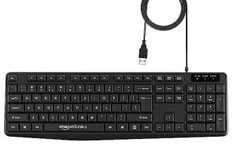 Amazon Basics Wired Keyboard With 104 Keys For Windows, Mac Os Computer