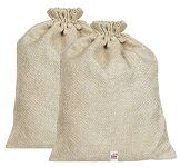 Fun Homes Jute Small Size Potli Gift Bags Wedding Hessian Jute Small Size Bags Linen Jewelry Pouches With Drawstring For Birthday, Party, Wedding Favors-Pack Of 2 (Gold) (Model: Hs_36_Funhomes019512)
