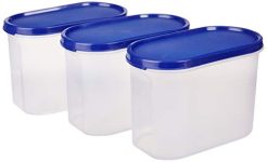 Simparte Modular Plastic Oval Containers With Lid For Kitchen Storage, Home Organizer,Stackable, Airtight, Bpa-Free (2400 Ml,Set Of 4)