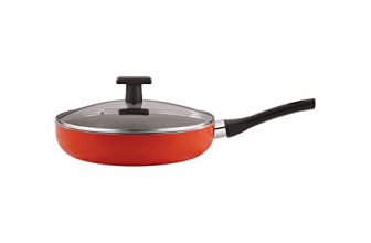 Neelam Non-Stick Deep Fry Pan With Glass Lid, 22 Cm (5 Layer Coated)- Induction Friendly, 3Mm Thickness,Orange (22 Cm (1.4 Litres))