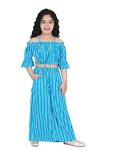 Naughty Ninos Girls Striped Printed Top And Pallazo Set (Nn00706Drs_Blue)