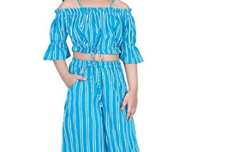 Naughty Ninos Girls Striped Printed Top And Pallazo Set (Nn00706Drs_Blue)