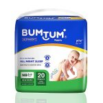 Bumtum Baby Diaper Pants, New Born 20 Count, Double Layer Leakage Protection Infused With Aloe Vera, Cottony Soft High Absorb Technology (Pack Of 1)