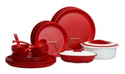 Varmora Dinner Set 24 Pcs Set Pian Matt Color (Maroon)