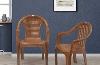 Nilkamal Chr2051 Plastic Mid Back With Arm Chair | Chairs For Home| Office – Outdoor – Garden | Dust Free |100% Polypropylene Stackable Chairs | Set Of 2 | Pear Brown