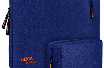 Gizga Essentials Laptop Bag Sleeve Case Cover Pouch For 14.1 Inch Laptop For Men & Women, Padded Laptop Compartment, Free Accessories Pouch, Premium Zipper Closure, Water Repellent Nylon Fabric, Blue