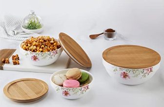 Cello Opalware Royale Mixing Bowl Set With Bamboo Lid – Cascade 500Ml, 1000Ml, 1500Ml, White, 3Pcs