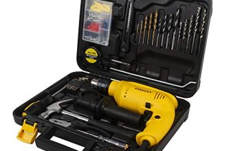 Stanley Sdh600Kp 600W 13Mm Corded Hammer Drill Machine & Hand Tool Kit For Home, Diy & Professional Use (120-Pieces) – Includes Hammer Drill, Hammer & Measuring Tape, 1 Year Warranty, Yellow & Black