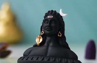 Ecraftindia Handcrafted Polyresin Black Adiyogi Lord Shiva Statue Murti For Car Dashboard Home, Pooja Room, Office Decor