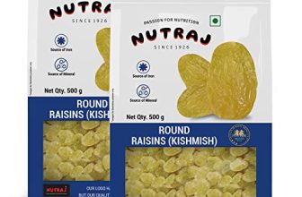 Nutraj Special Raisins (Round)1 Kg (500 G X 2)| Kishmish | Rich In Iron & Vitamin B | Seedless Green Kishmish | Healthy Snacks | Dry Fruits | Healthy And Tasty Snacks |, Fresh