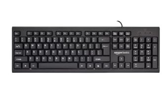 Amazonbasics Wired Multimedia Keyboard With 107 Keys, Usb 2.0 Interface, For Gaming Pc, Computer, Laptop, Mac