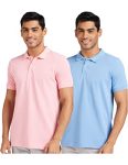 Amazon Brand – Symbol Men’S Plain Regular Polo Shirt (Syplpc-Po2_Pink & Sky Blue S)
