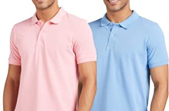 Amazon Brand – Symbol Men’S Plain Regular Polo Shirt (Syplpc-Po2_Pink & Sky Blue S)