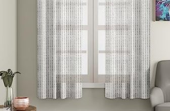 Cortina Polyster Linen Solid Sheer Curtain Set With Eyelet Rings Non Blackout Window Curtain – Set Of 2 – White