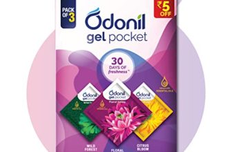 Odonil Gel Pocket Mix – 30G (Assorted Pack Of 3 New Fragrances) | Infused With Essential Oils | Germ Protection | Lasts Up To 30 Days | Air Freshener For Bathroom And Toilet