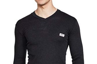 Rupa Thermocot Men’S Thermal Top (8903978491998_Volcano V-N F-S -75_Black)
