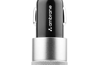 Ambrane 12W Fast Car Charger, Dual Usb Output, Multi-Layer Protection, Fast Charging, Compatible With All Cars, Without Cable For All Mobiles & Other Usb Enabled Devices (Acc74, Black & Silver)
