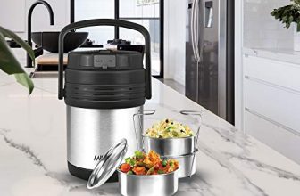 Milton Woofer 3 Thermosteel Wireless Bluetooth Speaker Tiffin (3 Containers, 300 Ml Each) Silver