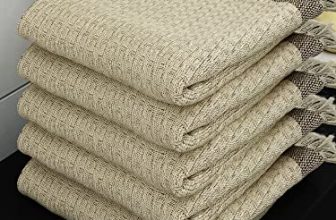 Athom Living Ecosaviour Premium Cotton Bath Towel Waffle Beige (Pack Of 5)