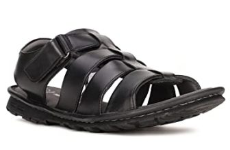 Bata Mens Pu Step Black Flat Sandal – 7 Uk (864-6714)