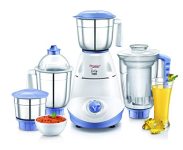 Prestige Iris 750 Watt Mixer Grinder With 3 Stainless Steel Jar + 1 Juicer Jar (White And Blue)