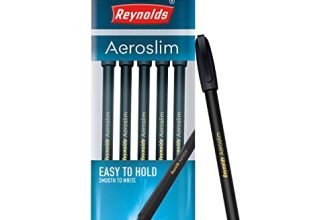 Reynolds Aeroslim Bp 5 Ct Pouch – Black | Ball Point Pen Set With Comfortable Grip | Pens For Writing | School And Office Stationery | Pens For Students | 0.7Mm Tip Size