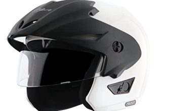 Vega Cruiser Isi Certified Lightweight & Compact With Peak Open Face Helmet For Men And Women With Clear Visor(White, Size:M)