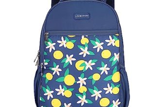 Lavie Sport Lime 26L Floral Printed School Backpack For Girls (Navy)