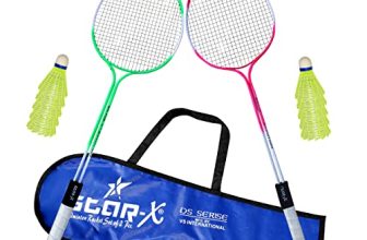 Starx Aluminum Shaft Unisex Badminton Racket With Double Wiring, Soft Grip, Light Weight, Cover Protected And Shuttle Cock (Multicolour) – Pack Of 10 | Gym Equipment For Home Gym Workout