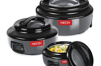 Milton Ernesto Inner Stainless Steel Jr. Casserole Set Of 3 (420 Ml, 850 Ml, 1.43 Litres), Grey | Easy To Carry | Serving | Stackable