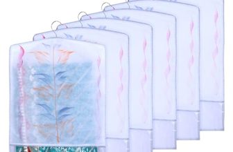 Kuber Industries Hanging Saree Cover | Non-Woven Brush Painting Pattern Saree Cover | Saree Covers For Home | Saree Cover With Small Transparent View | Pack Of 6 | Gray