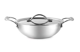 Cello Armour Induction Base Tri-Ply Kadhai With Stainless Steel Lid, 3Ltr, Food Capacity – 2.7 Litre, 24Cm